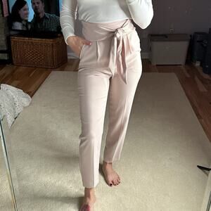 Express: Pastel Pink Front Tie Straight Leg Trousers